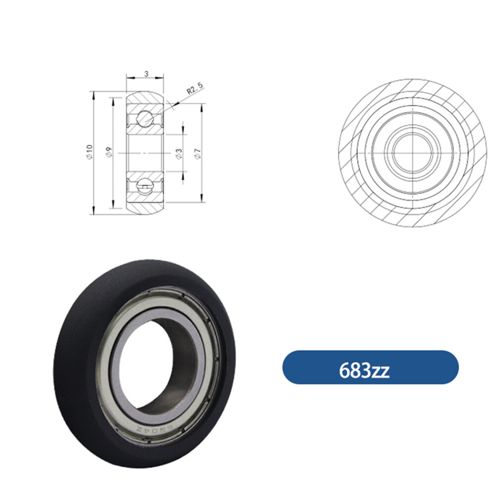 PU Rubber Roller Plastic Bearing Cnc Guide Wheel Flat Belt Roller White Black