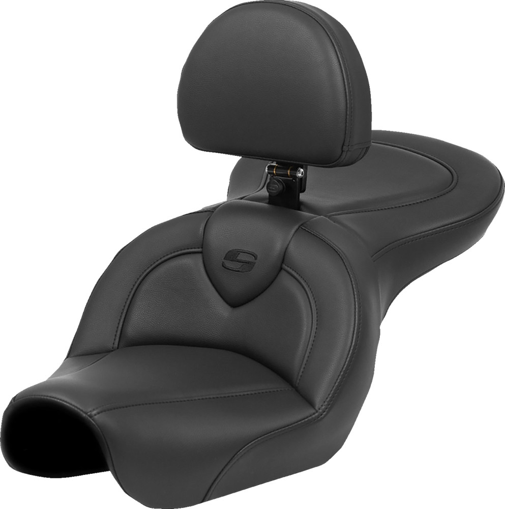 SADDLEMEN Roadsofa™ Seat - Black Stitch - with Backrest - FXD '04-'05
