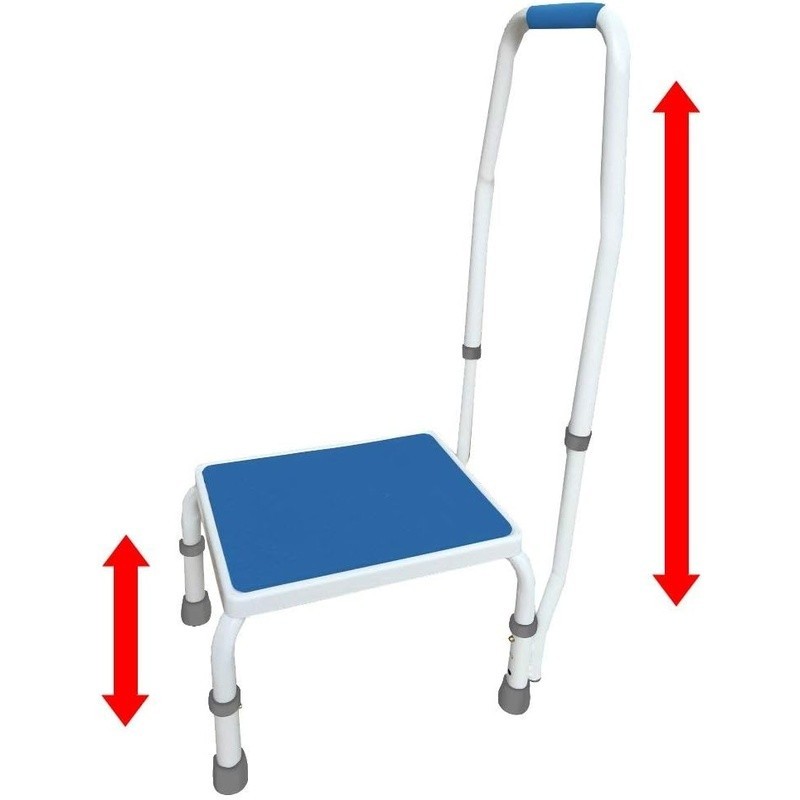 Height Adjustable Step Stool W/ Handle Non-Slip Foot Pads Safe Easy Use