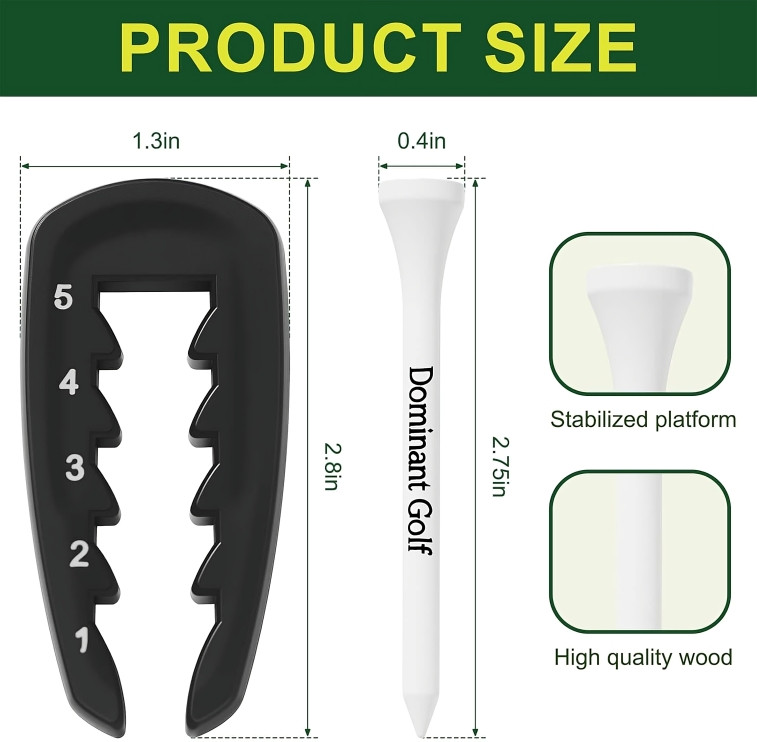 2 PCS Adjustable Golf Tee Height Setter Training Aid–Tall Tee Holder Swing Tools