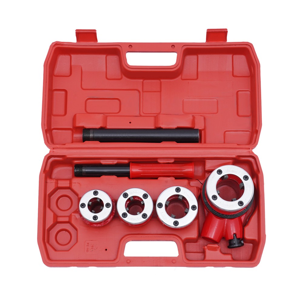 Manual Ratchet Pipe Threading Threader Die Head Handle Set 1/2'' to 1-1/4'' BSPT
