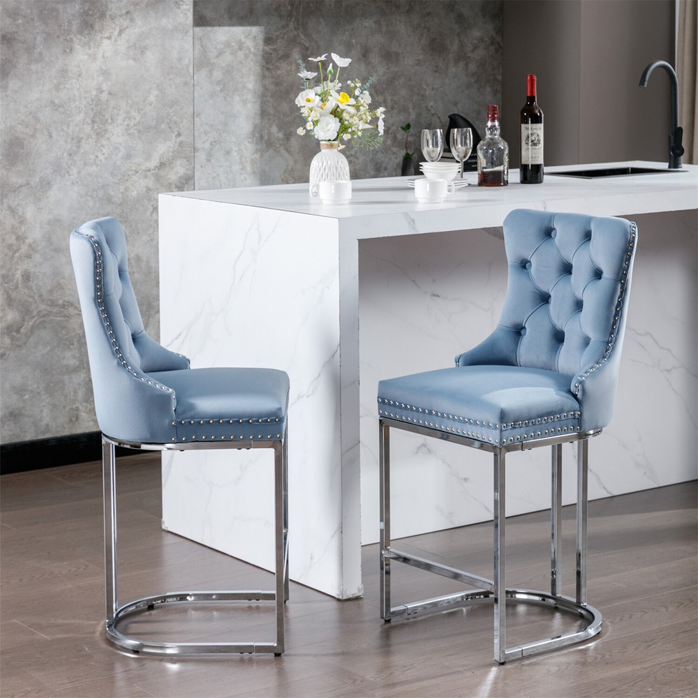 2PCS Bar Stools 26'' Modern Counter Height Barstools Kitchen Dining Chairs