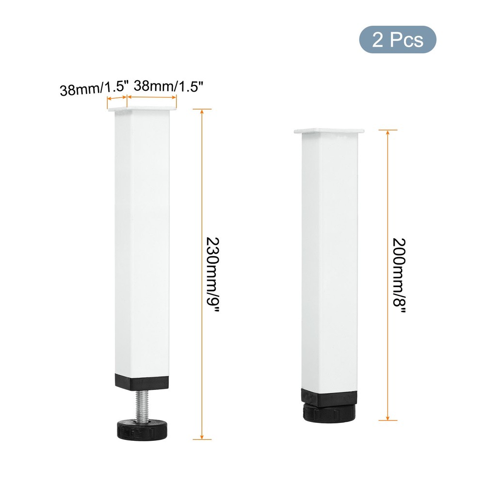2 Pcs Adjustable Height Center Support Leg, 8" Bed Support Legs, White