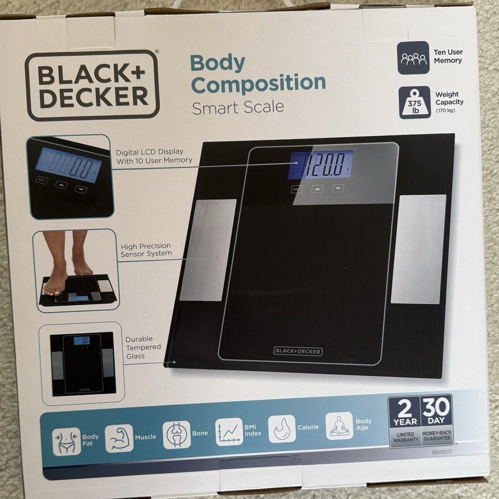 New Black & Decker Body Composition Smart Scale LCD Display W/ 10 User Memory