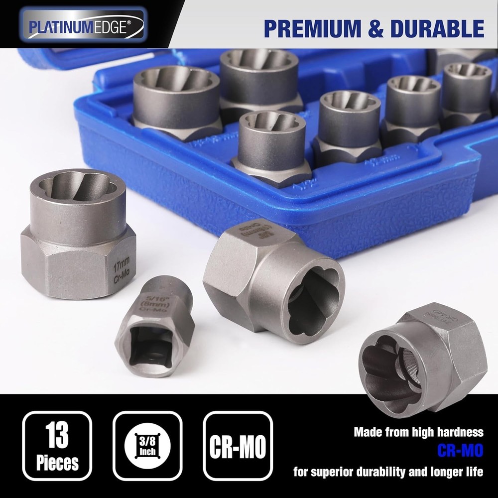Versatile 13-Piece Bolt & Nut Remover Set - Perfect for Stripped Fasteners