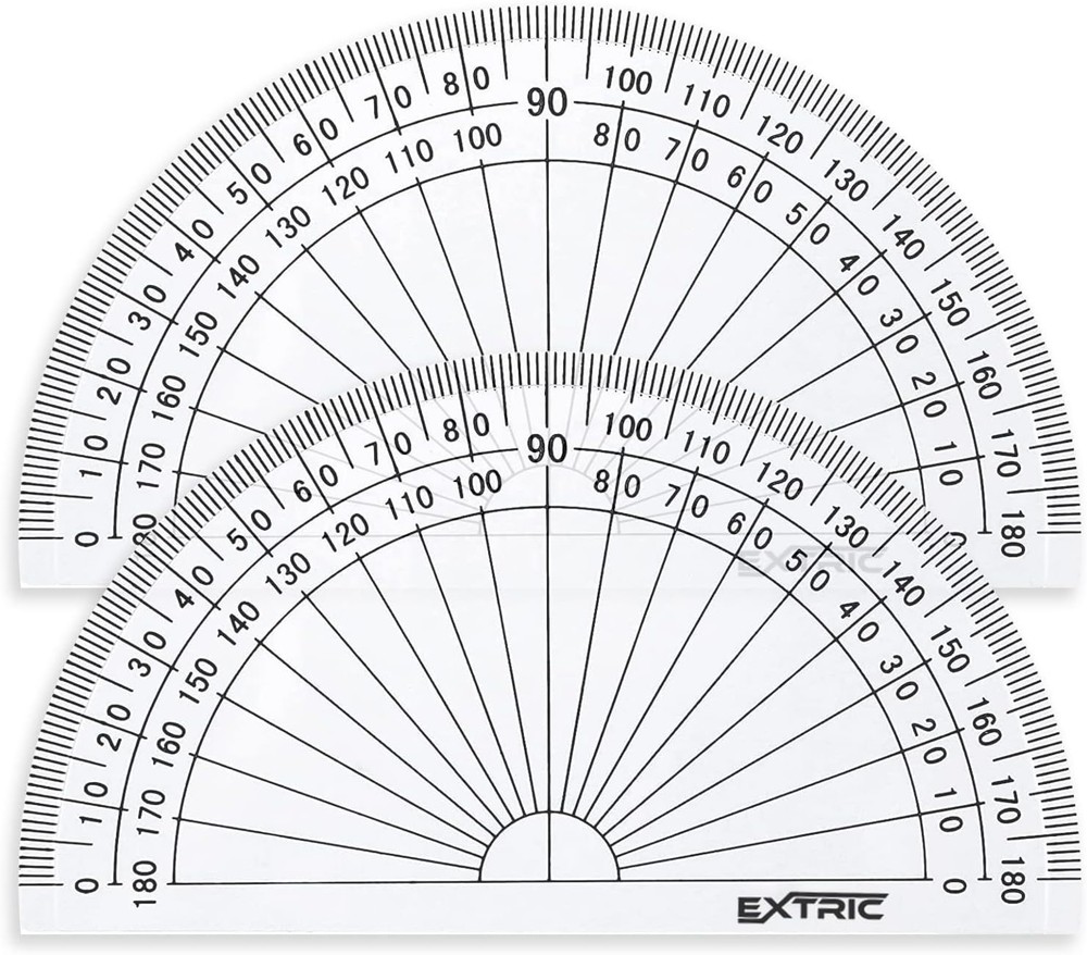 Lightweight Plastic Protractor Set, Perfect for Math and Drafting Projects