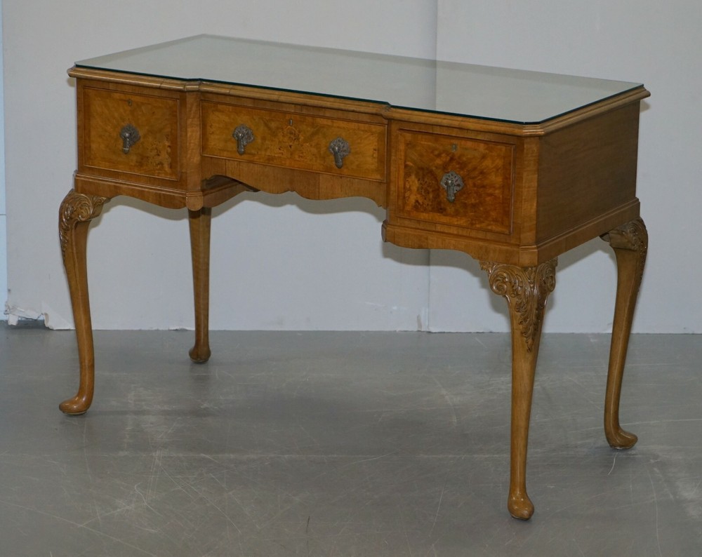 BURR WALNUT ART DECO DENBY & SPINKS BREAKFRONT CONSOLE SIDEBOARD PART OF A SUITE