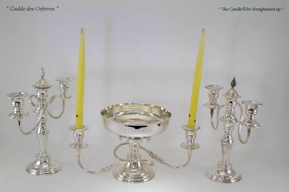 Pair Silver Candelabra 11 in., 3 Light, Beaded or Plain