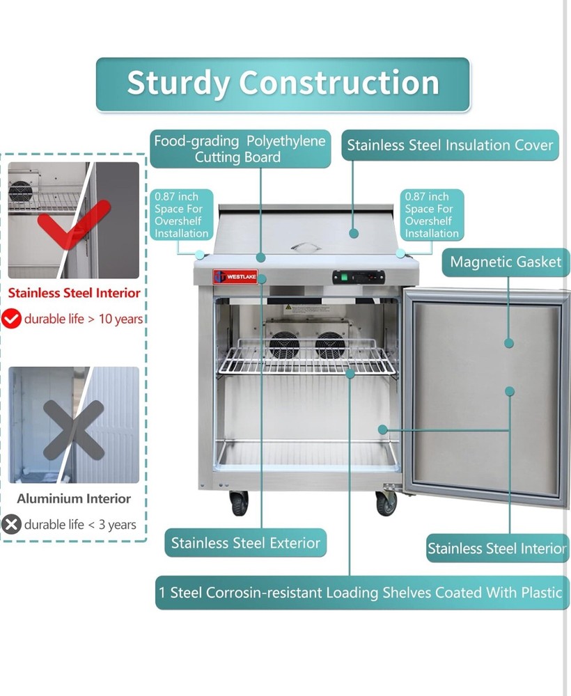 Westlake 27” Refrigerator & salad Prep Table