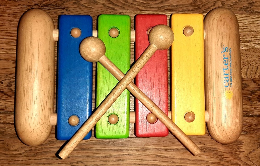 Carters Solid Wood Chunky Musical Xylophone & 2 Mallets