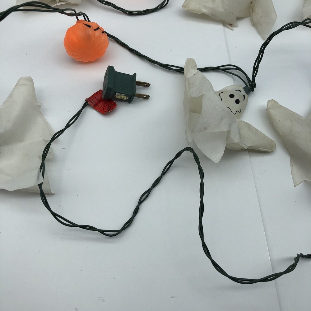 Vintage Halloween string light Ghosts & Pumpkin blow mold Stained ghosts