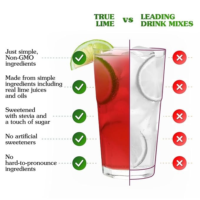 TRUE LIME Black Cherry Limeade Drink Mix (10 Packets) | Made from Real Limes ...
