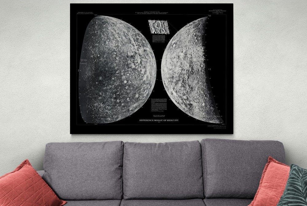 NASA Map of Mercury – Astronomy Celestial Science Solar System Space Print