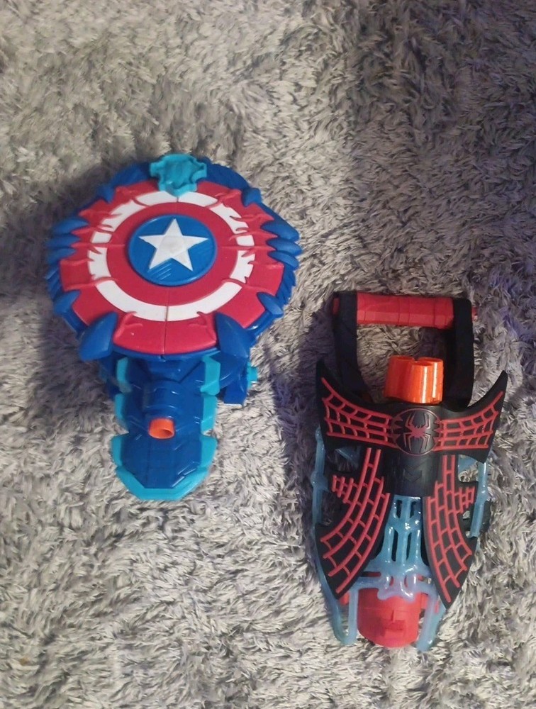 Nerf Marvel Avengers Assembler Captain America's Shield Blaster, Spider Man Web
