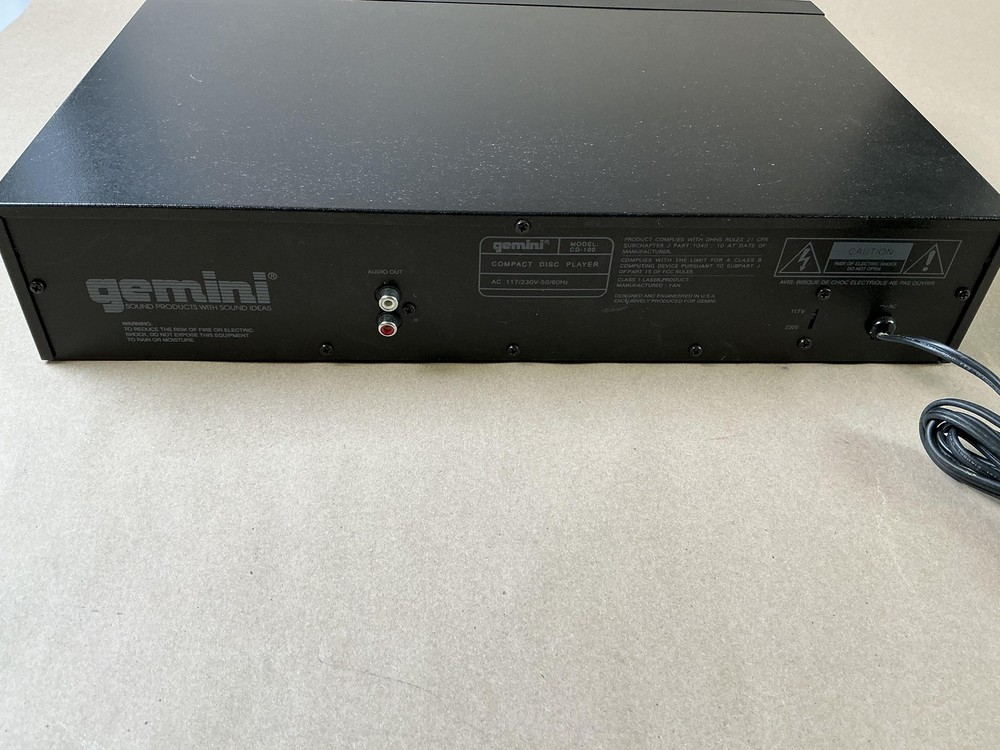 Gemini CD-100 Compact Disc Player Single CD DJ Pitch Control Stereo Black