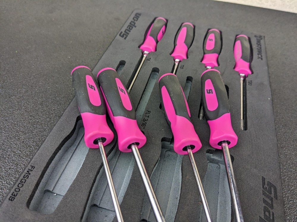 #bn763 Snap-On Tools NEW FMSGD03B Mini Screwdriver Pick Set Pink