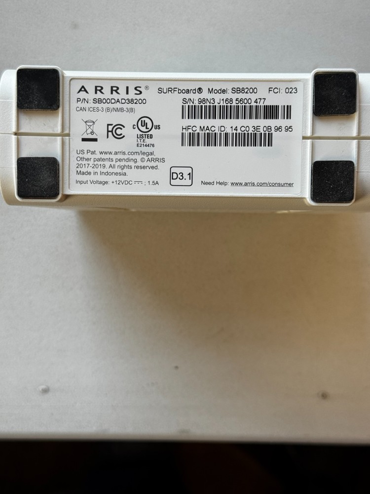Arris Surfboard SB8200 Cable Modem