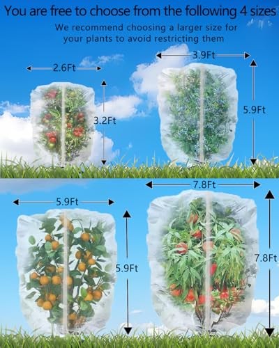 Pack Fruit Tree Netting with Zipper & Drawstring Reusable 2.6 x 3.2 Ft 4
