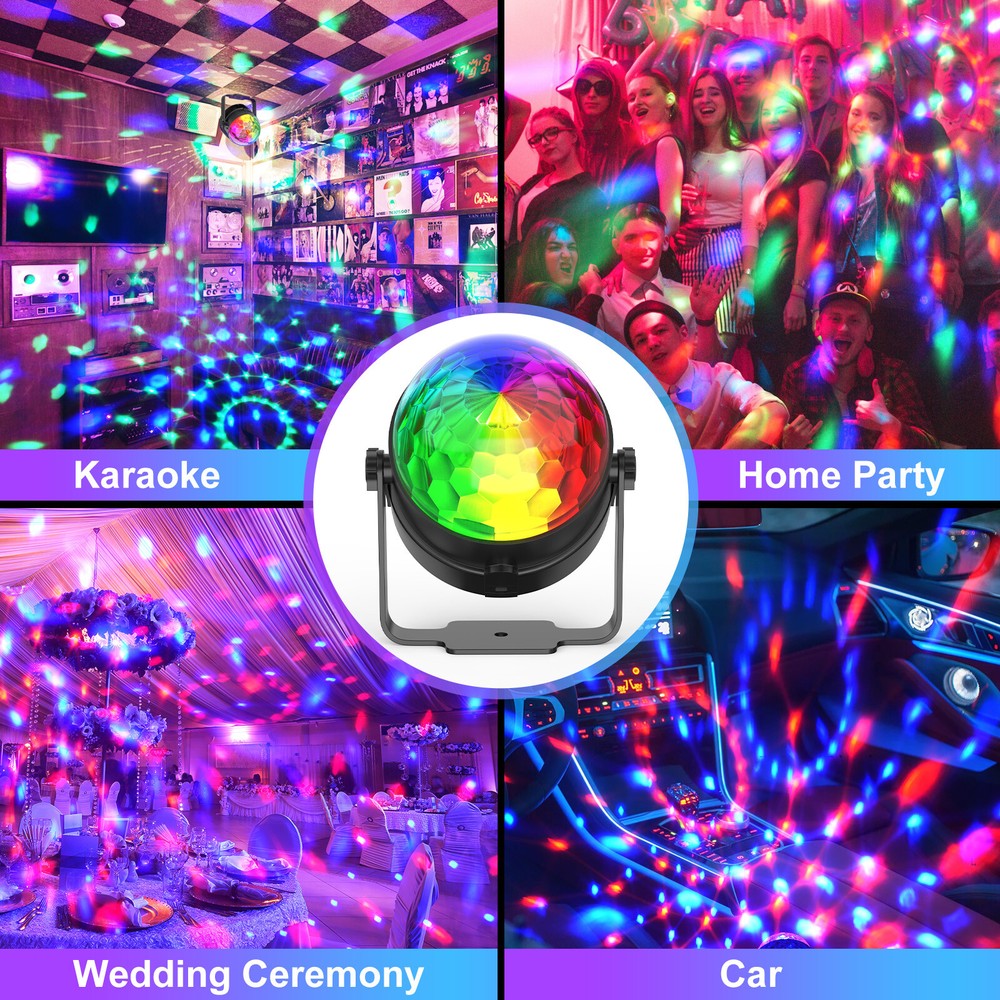UV 3 LEDs Magic Ball Light Party Disco Stage Light DJ Strobe Ball Remote Control