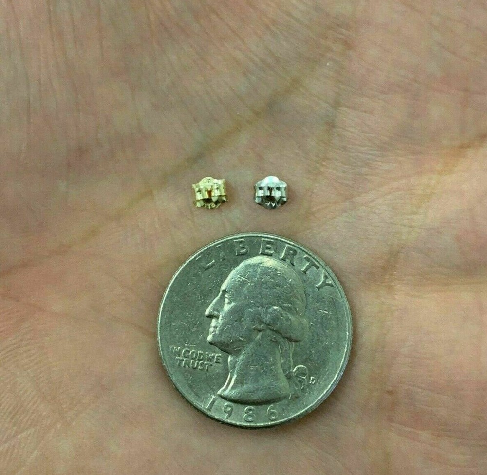 14K Yellow Or White Solid Gold Earring Backs 1 Pair Butterfly Medium Sized 4x4