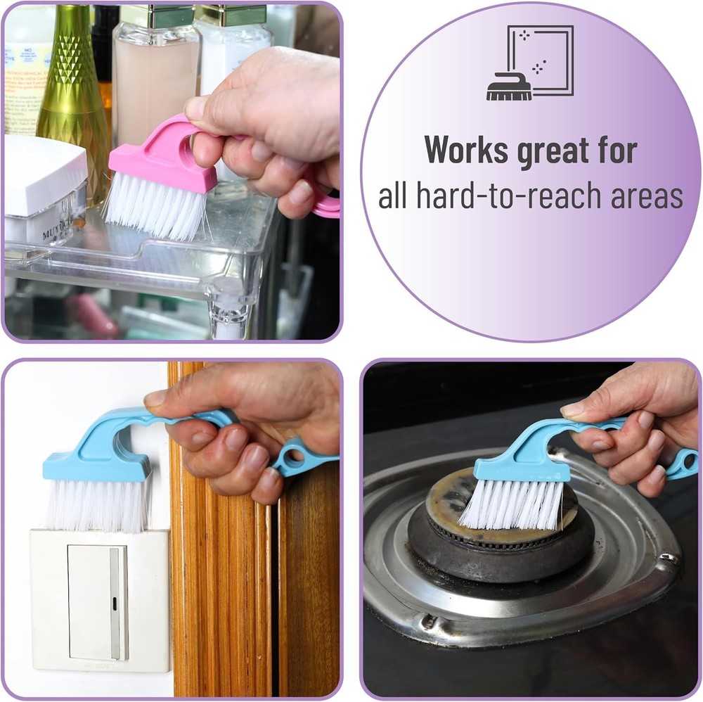 2-Pack Durable Cleaning Brushes for Window Tracks, Ergonomic Plastic Handle