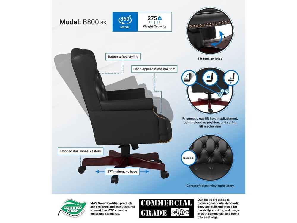 BOSS Office Products B800-BK Executive Seating