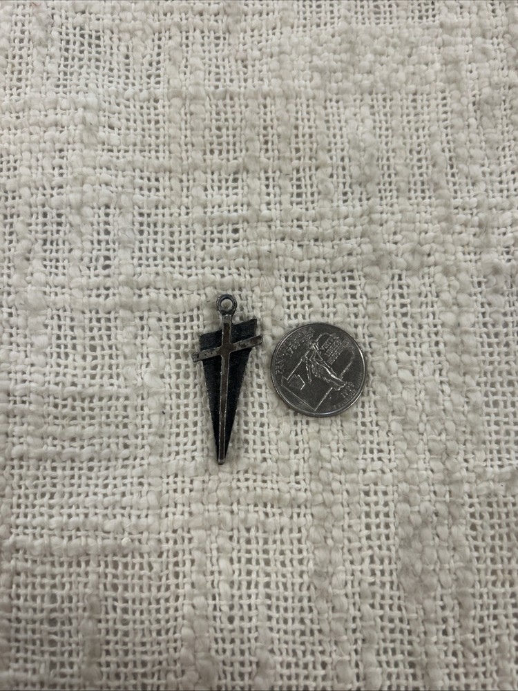 Triangular Christian Shadow Cross Silver Toned Pendant