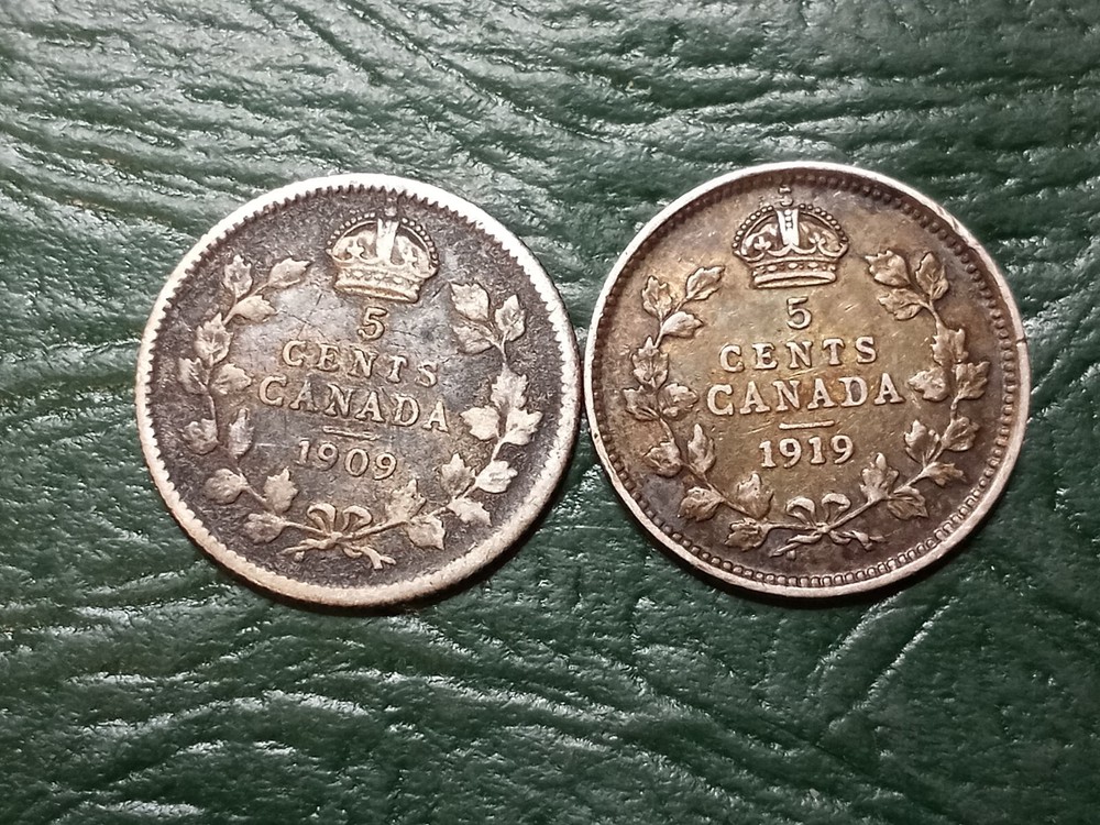 10 Higher Grade Assorted Canada 5 Cents - .925 Silver