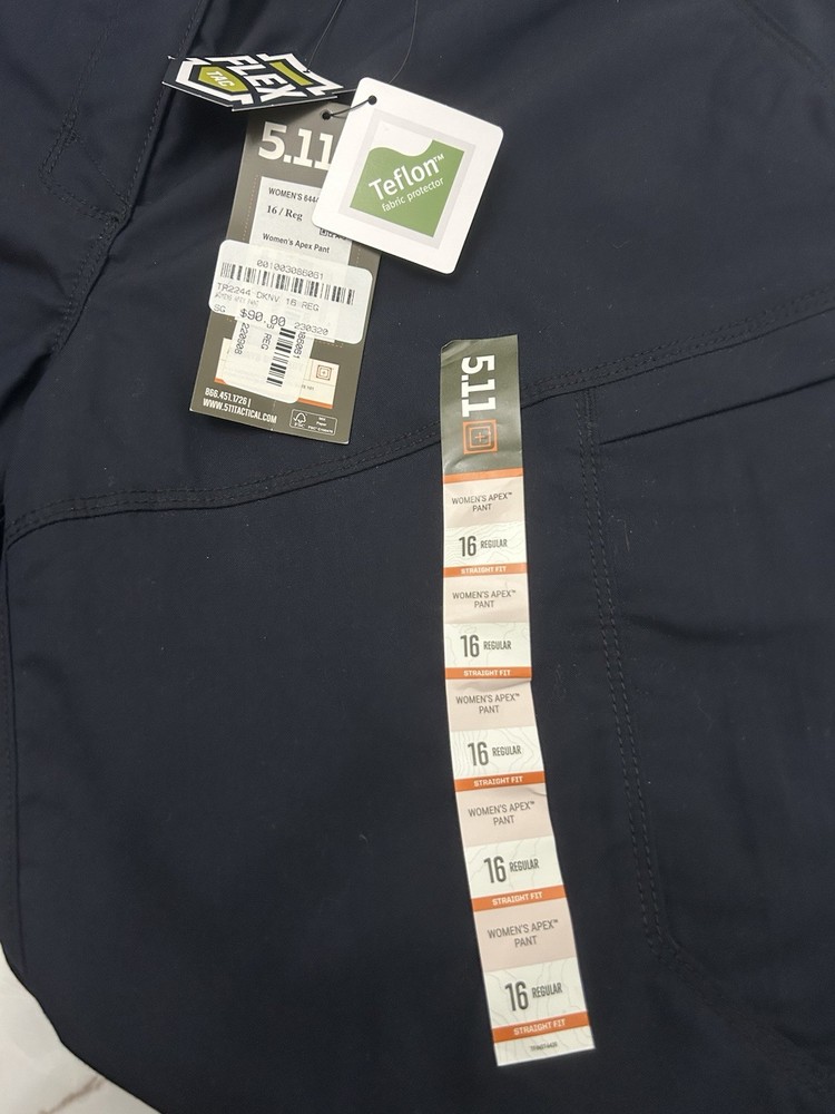 5.11 Tactical Women’s Apex Pants Size 16 Regular Blue Solid Polyester