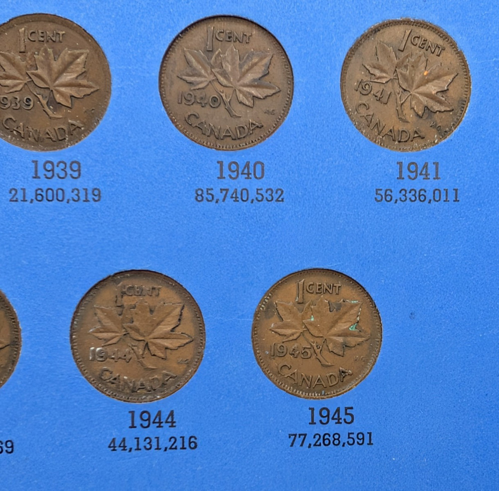 Partial Set Canada Small Cents 40 Coins Whitman Folder 260357