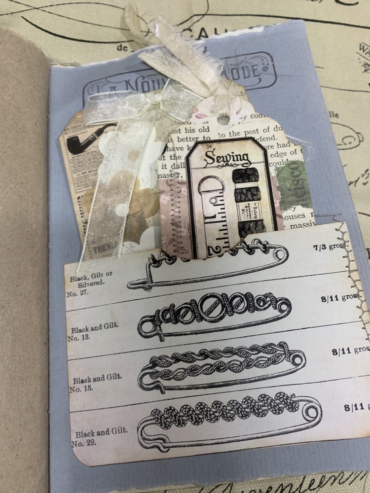 Vintage style Junk Journal with Sewing Theme Ephemera Diary Handmade