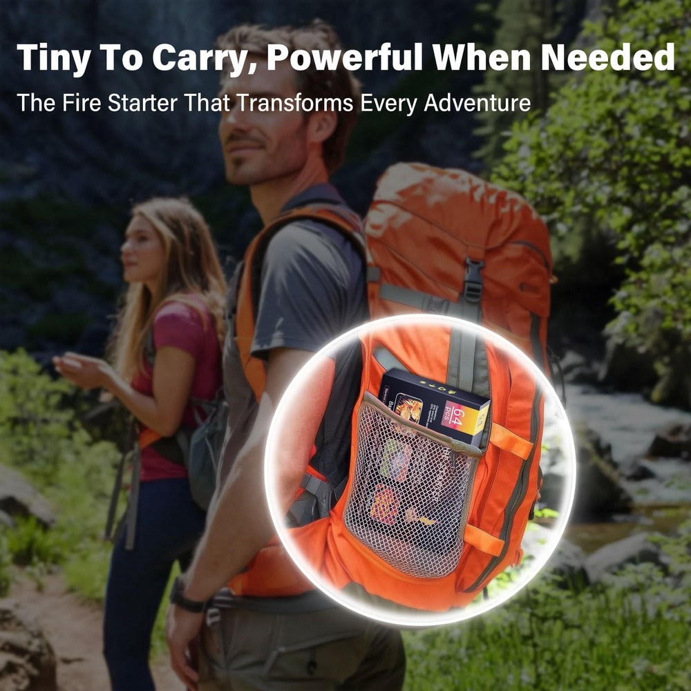 Fire Starter, 64 Mini Square, Natural Fire Starters for BBQ, Campfire, Firepl...