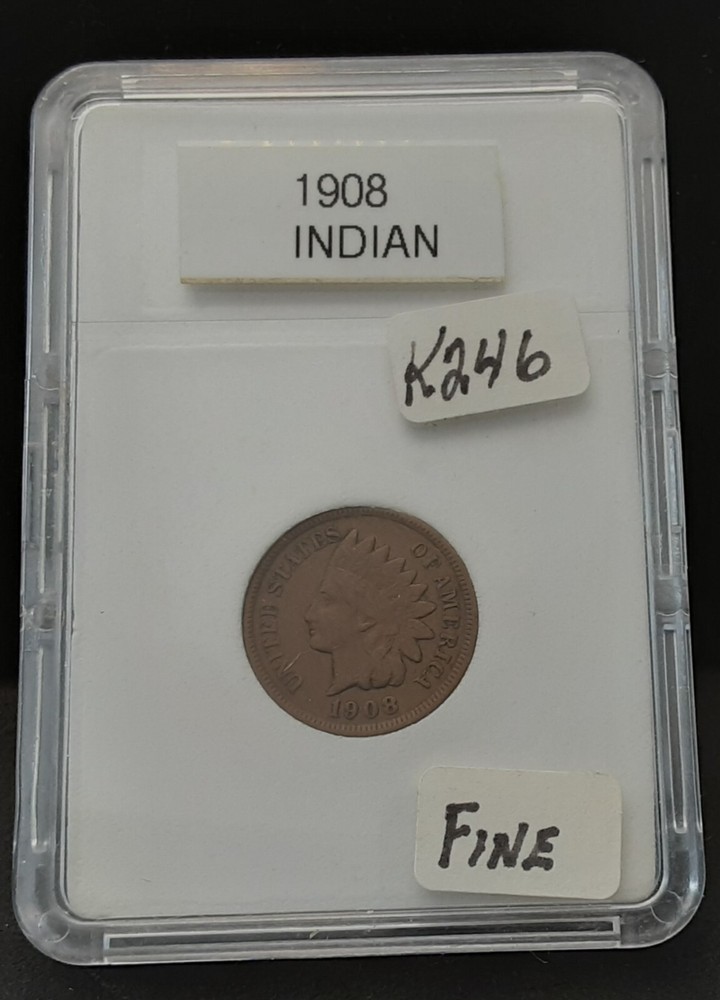 1908 INDIAN HEAD CENT - FINE - IN PLASTIC CASE - K246