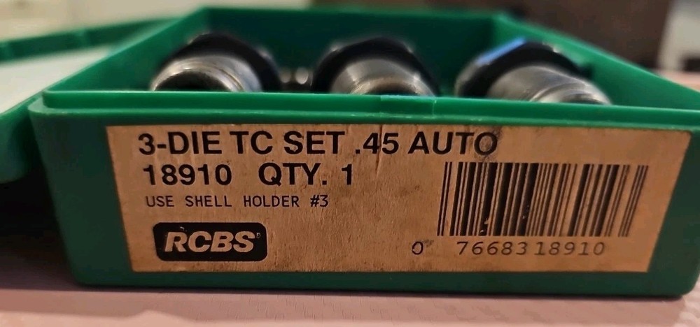 RCBS 3 Die TC Set .45 ACP AUTO 18910 Reloading