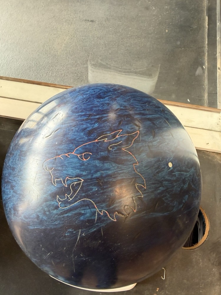 Ebonite Wolf Blue. 15lbs 6.5 Ounces. Used. 4 3/8” Span.