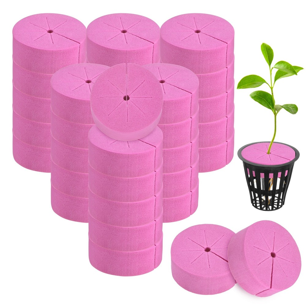 30-Pack Cloning Collars Inserts, Hydroponics Sponge Systems Cloning [Rose Red]