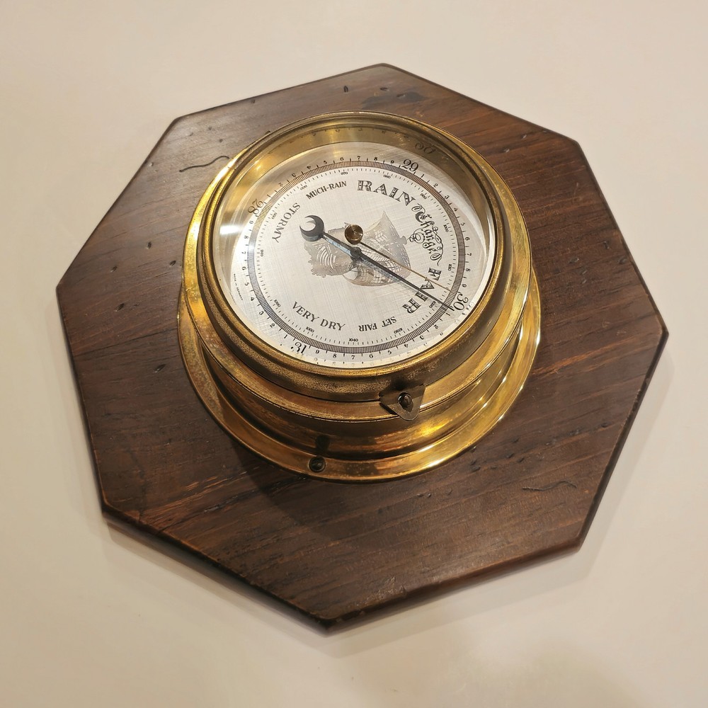 Vintage Made In Germany Brass Ship Barometer
