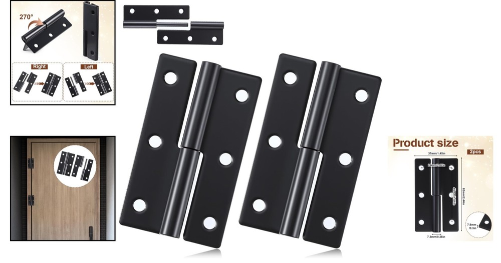 Durable Black Iron Lift Off Hinges – 2.5 Inch with Left & Right Hand Setup
