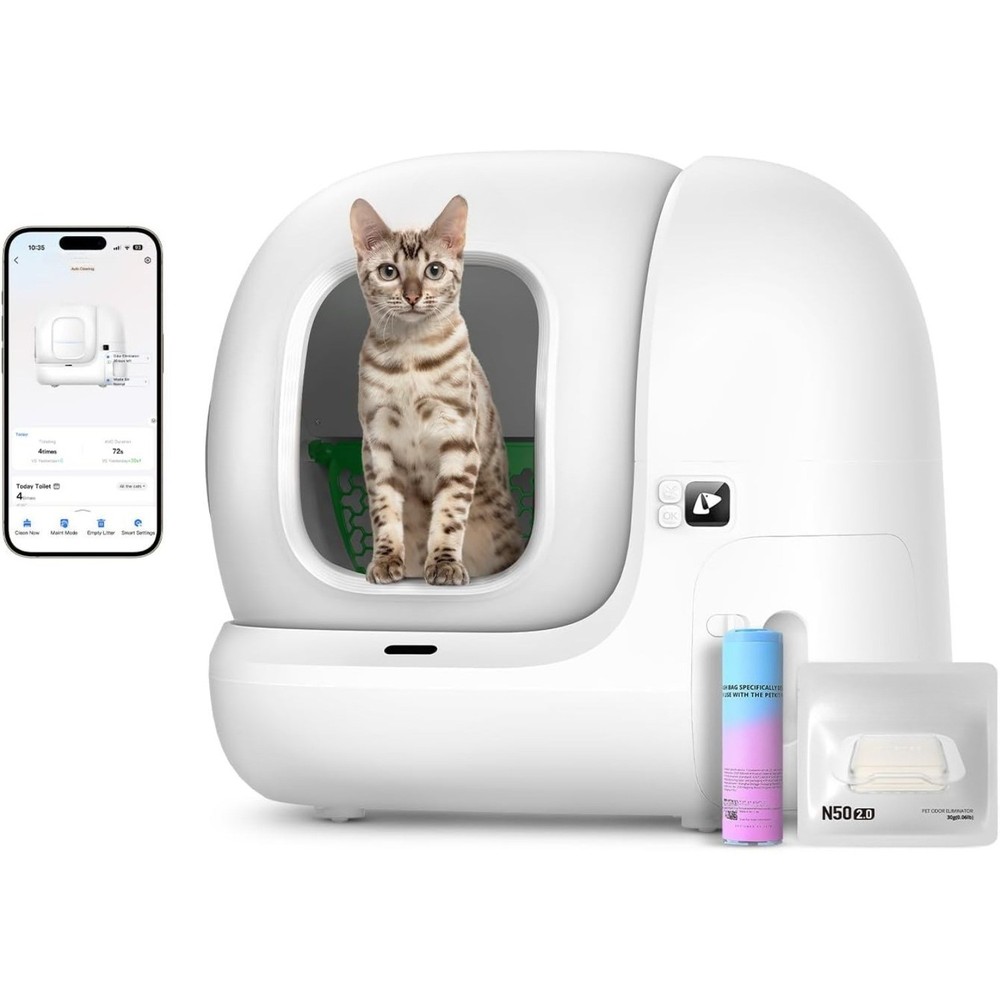 PuraMax 2 Automatic Self-Cleaning Cat Litter Box, App Control Automatic Litter B