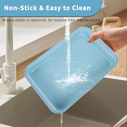 Baking Pans Set Non Stick, Bakeware Sets Stackable, Oven Safe, 6 Piece Set Blue