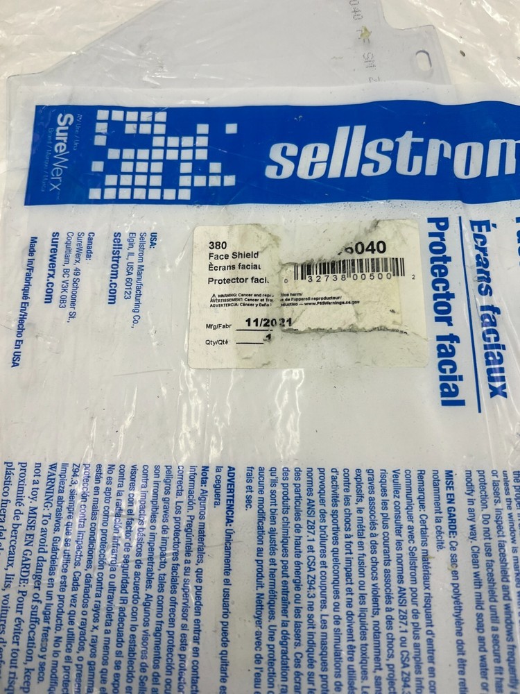 Sellstrom S36040 Replacement Window for 380 Series Safety Face Shield
