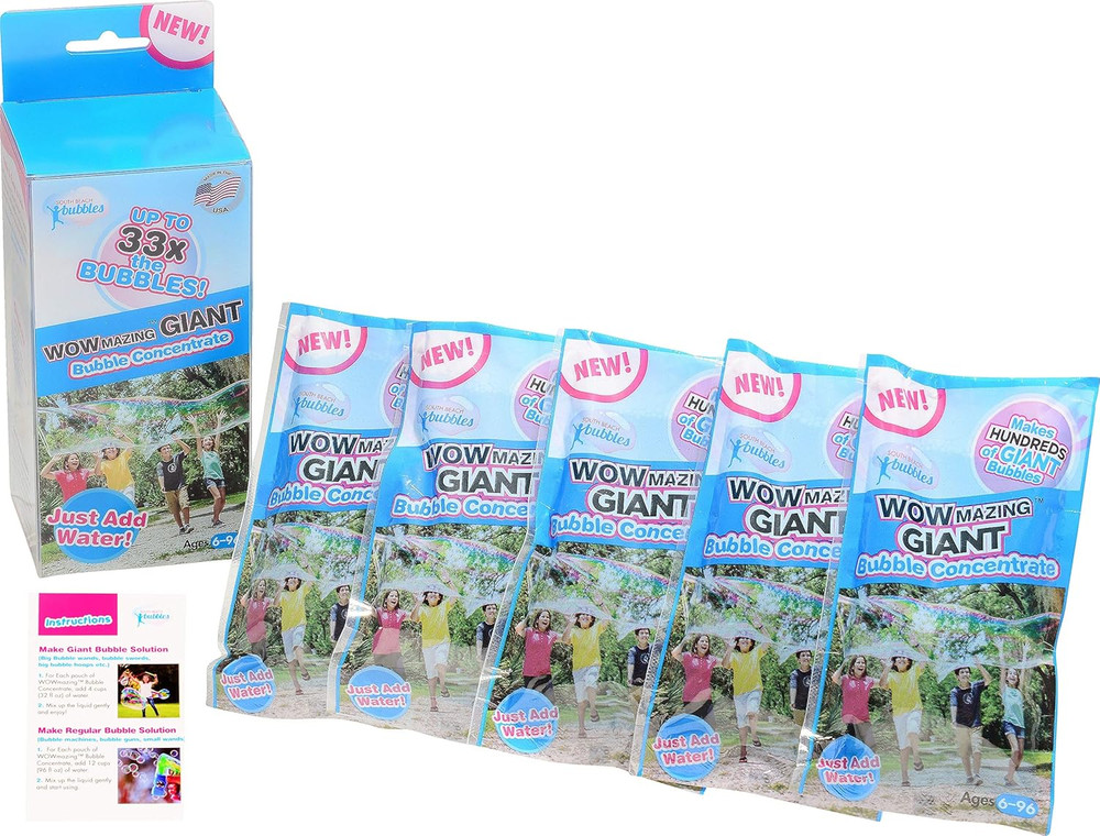 Big Bubbles Refill - Concentrated Giant Bubble Solution Makes 4 Gallons | 5 Pouc