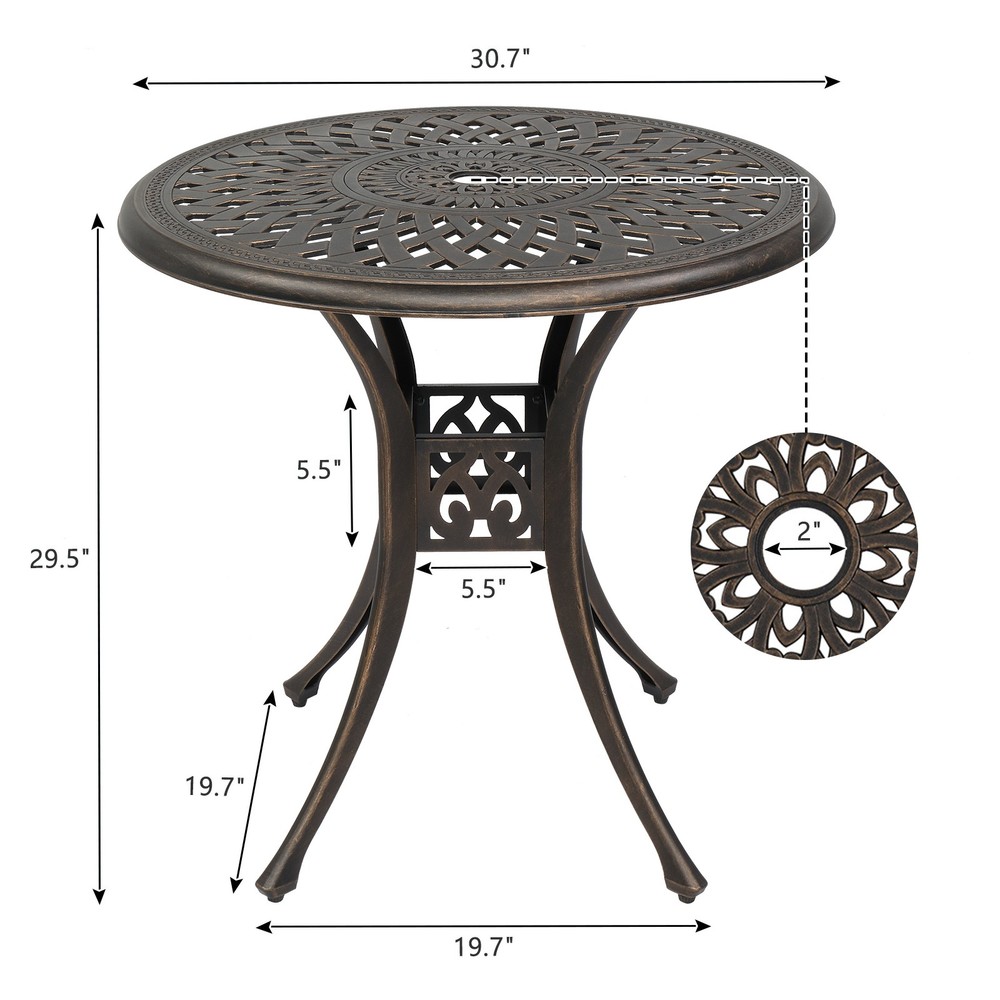 78cm Bronze Cast Aluminum Courtyard Table, Circular Diamond Top