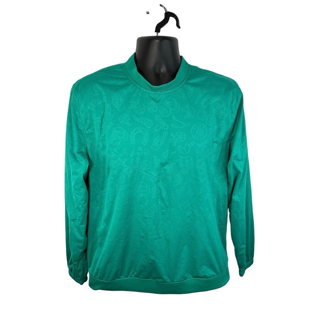 Nike Shield Golf Windbreaker Crew Embossed Pullover Size Medium Green