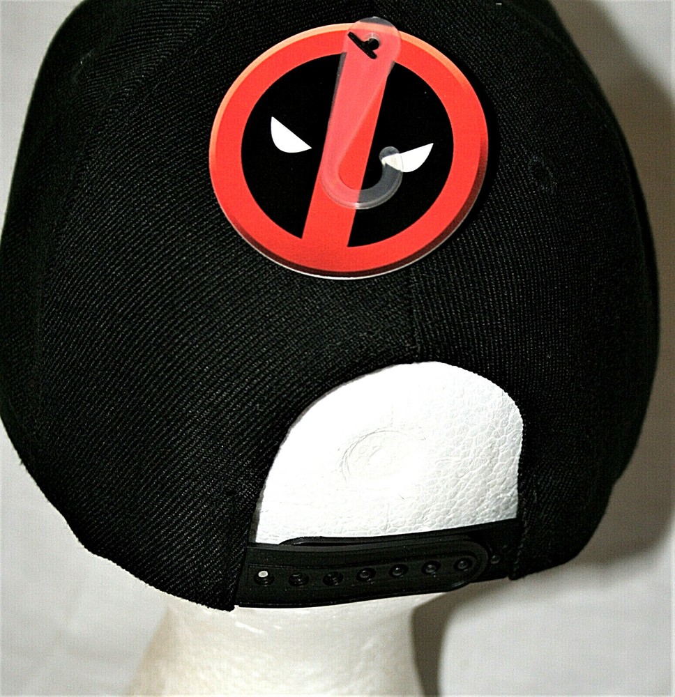Marvel Comics Deadpool Classic Logo Black Baseball Trucker Cap Hat New Tag OSFM