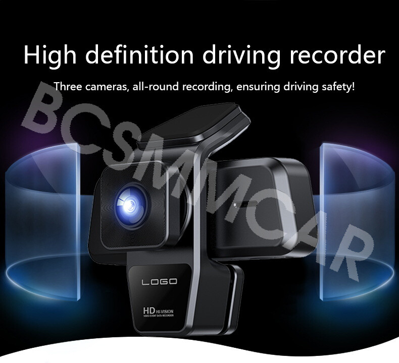 Car DVR 3 Lens WIFI Dash Camera Front Inside Rear Video Recorder Loop Recording