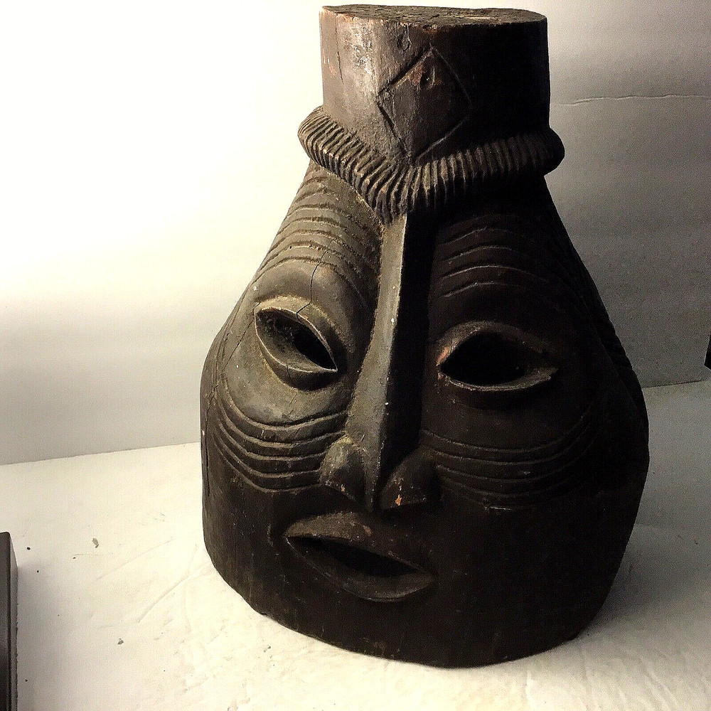 Vintage Congo African Wooden Head Mask