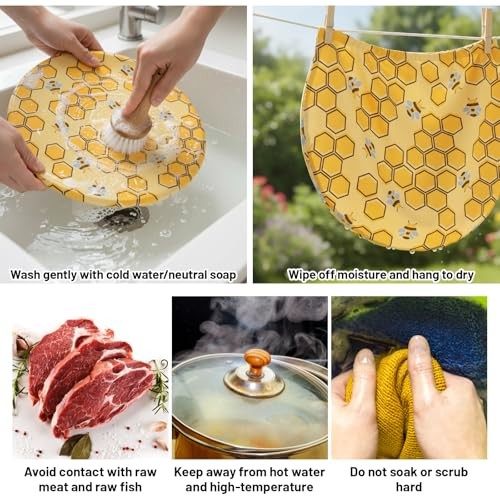 2Pcs Beeswax Bowl Covers, Reusable Sourdough Proofing Covers for Bread Baking,