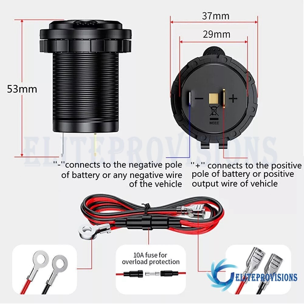 *Cigarette Lighter Socket Power Outlet Socket Receptacle Car Motorcycle ATV 12V*