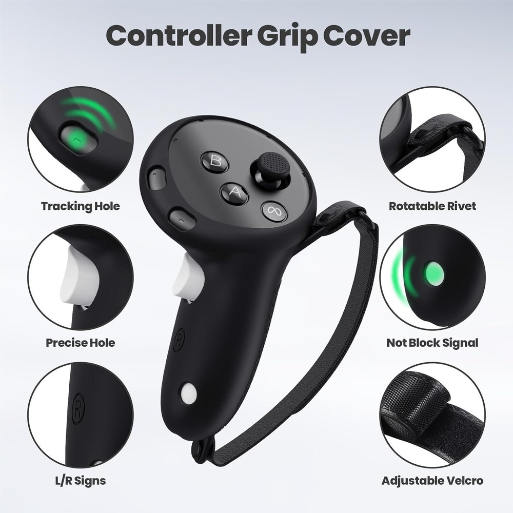 Silicone Cover Set Compatible with Meta/Oculus Quest 3s Accessories, VR Silicone